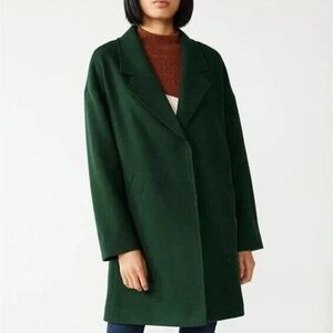 Nine West Forest Green Relaxed Fit Wool-Blend Trench Coat
